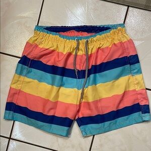 Vibrant Pink and Yellow Swim Trunks with Elastic Waistband